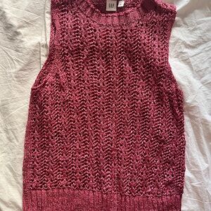 GAP Open-Knit Sleeveless Tank - Deep Berry